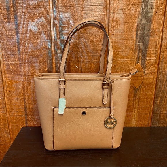 MICHAEL Michael Kors Handbags - Michael Kors Jet Set Snap Pocket Small Tote -Acorn
